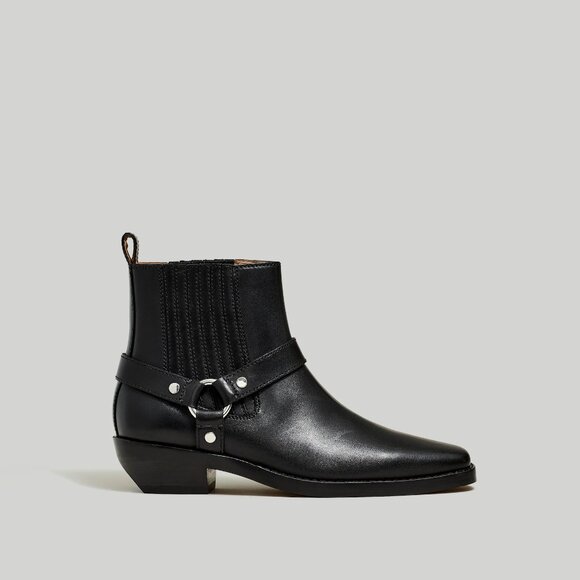 Madewell Santiago Western Ankle Boot Leather Black Size 7 NEW IN BOX - Picture 1 of 9